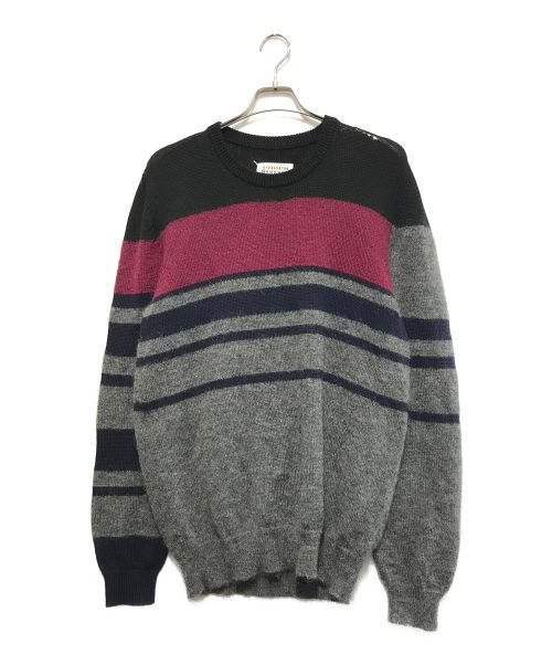 Maison Margiela（メゾンマルジェラ）Maison Margiela (メゾンマルジェラ) 15AW BORDER KNIT SWEATER グレー サイズ:XXLの古着・服飾アイテム