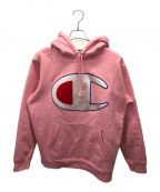 Champion×SUPREMEチャンピオン×シュプリーム）の古着「Stain Logo Hooded Sweatshirt」｜ピンク