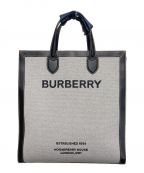 BURBERRYバーバリー）の古着「ホースフェリープリント キャンバス＆レザー トート ハンドバッグ」｜グレー