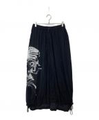 Yohji Yamamoto BLACK SCANDALヨウジヤマモト ブラックスキャンダル）の古着「19SS Left face Print Pants サルエルパンツ」｜ブラック