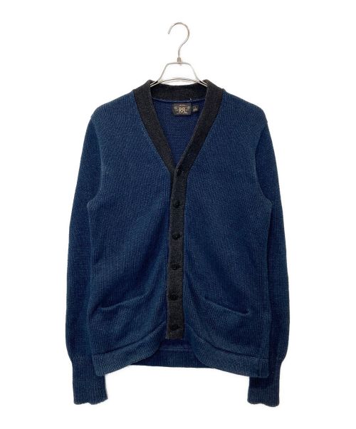 RRL（ダブルアールエル）RRL (ダブルアールエル) VARSITY INDIGO V-NECK CARDIGAN/バーシティーインディゴVネックカーディガン ネイビー×ブラック サイズ:Sの古着・服飾アイテム