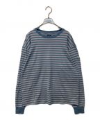 Needlesニードルズ）の古着「L/S Crew Neck Tee - Cotton Stripe Jersey」｜ブルー×グレー