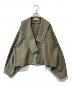 HeRIN.CYEヘリンドットサイ）の古着「Asymmetry collar jacket　アシンメトリーカラージャケット　530HAT30-1641」｜グレー