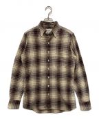 DRAKE'S×BEAMS Fドレイクス×ビームスエフ）の古着「F/BROWN CHECK BUTTON DOWN SHIRTS　21-11-0081-087」｜ベージュ×ブラウン