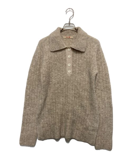 BACCA（バッカ）BACCA (バッカ) ベビーアルパカループ ポロニット ベージュ サイズ:Sの古着・服飾アイテム