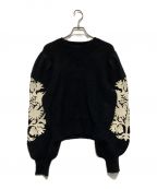 Sandroサンドロ）の古着「Peppy Embroidered Floral Sweater」｜ブラック