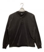 stussyステューシー）の古着「OPEN HEM HENLEY FLEECE」｜ブラック