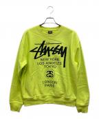 stussyステューシー）の古着「World Tour Crew/ワールドツアークルー」｜ライトグリーン