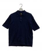 BATONERバトナ―）の古着「SUMMER KNIT POLO SHORT SLEEVE」｜ネイビー