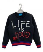 GUCCIグッチ）の古着「GHOST LIFE isプリントスウェット」｜ブラック