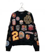 DSQUARED2ディースクエアード）の古着「COLLEGE PATCH CREWNECK SWEATSHIRT」｜ブラック