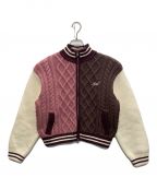 KITHキス）の古着「Wyler Blocked Full Zip Sweater」｜ホワイト×ピンク