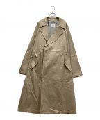 Phlannelフランネル）の古着「Cotton Twill Gabardine Wrap Trench Coat コットンツイル ギャバジン ラップ トレンチコート BBZ2021308A0001」｜ベージュ