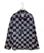 LOUIS VUITTONルイ ヴィトン）の古着「23AW Damier Wool Over Shirt 1AFAUL ダミエ ウール オーバー シャツ」｜ネイビー