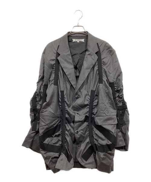 ANREALAGE（アンリアレイジ）ANREALAGE (アンリアレイジ) テーピングギャザーテーラードジャケット / TAPING GATHER TAILORED JACKET グレー サイズ:46の古着・服飾アイテム