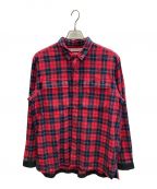 WHITE MOUNTAINEERINGホワイトマウンテ二アニング）の古着「FLANNEL CHECK MILITARY SHIRT」｜レッド