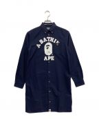 A BATHING APEアベイシングエイプ）の古着「COLLEGE SHIRT ONEPIECE L」｜ネイビー