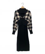 HER LIP TOハーリップトゥ）の古着「Multi-Way Plaid Knit Dress」｜ブラック