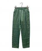 H BEAUTY&YOUTHエイチ ビューティー&ユース）の古着「SATIN DRAWSTRING TAPERED PANTS」｜黄緑