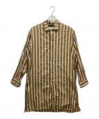 MARKAWAREマーカウェア）の古着「LONG SHIRTS COAT DOBBY STRIPE」｜ブラウン