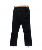 motherマザー）の古着「INSIDER CROP STEP FRAY DENIM PANTS」｜ブラック