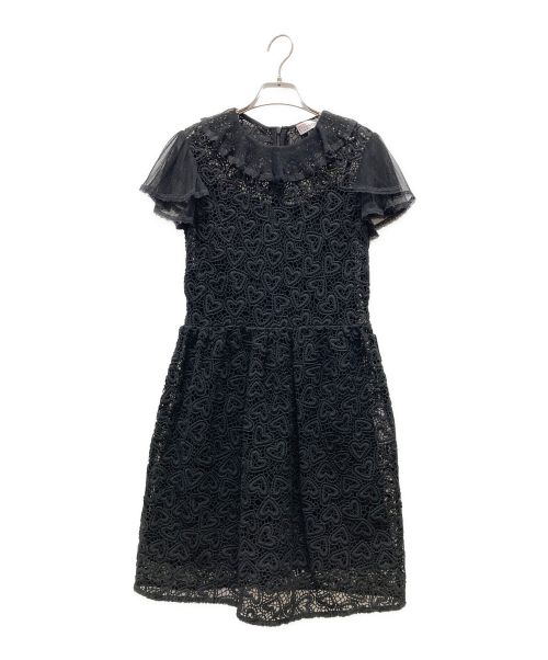 RED VALENTINO（レッドヴァレンティノ）RED VALENTINO (レッドヴァレンティノ) ハート総レースワンピース ブラック サイズ:38の古着・服飾アイテム