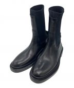 JIL SANDERジルサンダー）の古着「ELASTIC ANKLE BLACK LEATHER BOOTS」｜ブラック