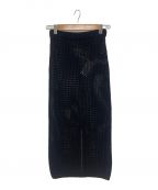 AURALEEオーラリー）の古着「COTTON LILY－YARN MESH KNIT SKIRT」｜ネイビー