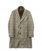 BOSSボス）の古着「Hyde Wool Checked Stand Up Collar Coat（スタンドカラー コート）」｜グレー