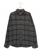 SUPREMEシュプリーム）の古着「Basket Weave Plaid Shirt」｜ブラック