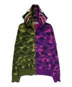 A BATHING APEアベイシングエイプ）の古着「CAMO SHARK HOODIE」｜パープル×グリーン