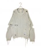 MIHARA YASUHIROミハラヤスヒロ）の古着「Bleached Knit Sweater (ブリーチニットスウェット)」｜スカイブルー