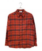 CELINEセリーヌ）の古着「Check Cotton Loose Shirt/チェック コットン ルーズ シャツ」｜オレンジ