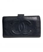 CHANELシャネル）の古着「COCO Mark Caviar Skin Wallet（ココマーク キャビアウォレット）」｜ブラック