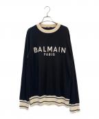 BALMAINバルマン）の古着「ニットカットソー」｜ブラック×アイボリー