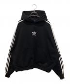 BALENCIAGA×adidasバレンシアガ×アディダス）の古着「22AW Hoodie Large Fit/ラージフィット ロゴプリントプルオーバーパーカー」｜ブラック