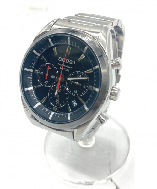 中古 古着通販 Seiko セイコー クロノグラフ ブラック 6t63 00h0 クォーツ ステンレススチール 7305 ブランド 古着通販 トレファク公式 Trefac Fashion