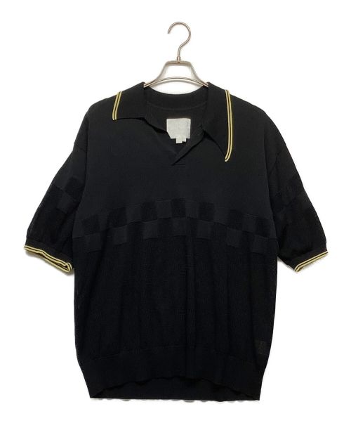 BASE MARK（ベースマーク）BASE MARK (ベースマーク) 2Tone Knit Polo(2トーンニットポロ) ブラック×イエロー サイズ:Lの古着・服飾アイテム