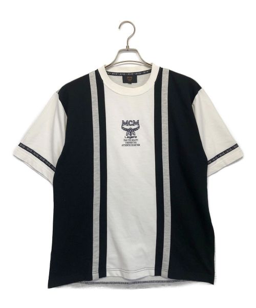 MCM（エムシーエム）MCM (エムシーエム) ロゴTシャツ ホワイト×ブラック サイズ:LLの古着・服飾アイテム