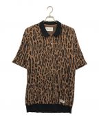 WACKO MARIAワコマリア）の古着「LEOPARD KNIT JAQUARD POLO SHIRT」｜ブラック×イエロー