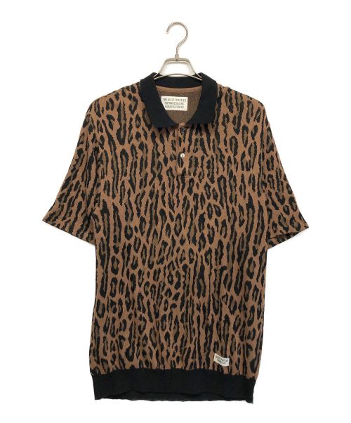 WACKO MARIA（ワコマリア）WACKO MARIA (ワコマリア) LEOPARD KNIT JAQUARD POLO SHIRT ブラック×イエロー サイズ:Mの古着・服飾アイテム