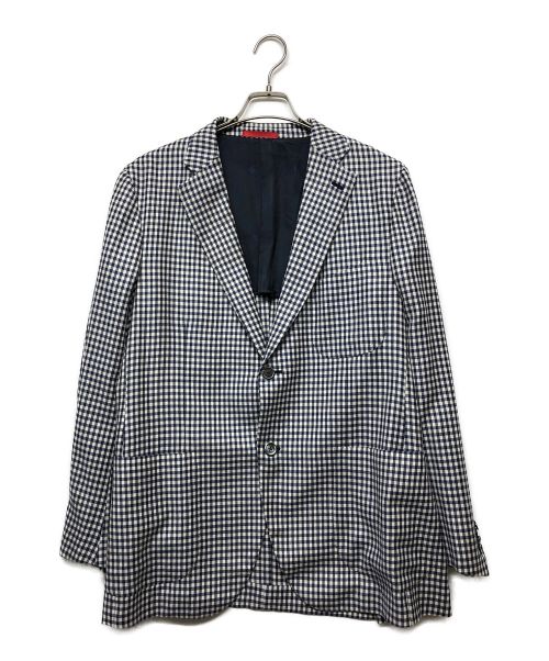 ISAIA（イザイア）ISAIA (イザイア) テーラードジャケット ブルー×アイボリー サイズ:XL(52)の古着・服飾アイテム