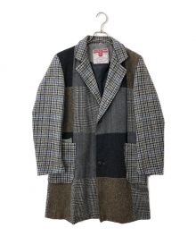 Harris Tweed（ハリスツイード）の古着「パッチワークウールコート」｜グレー