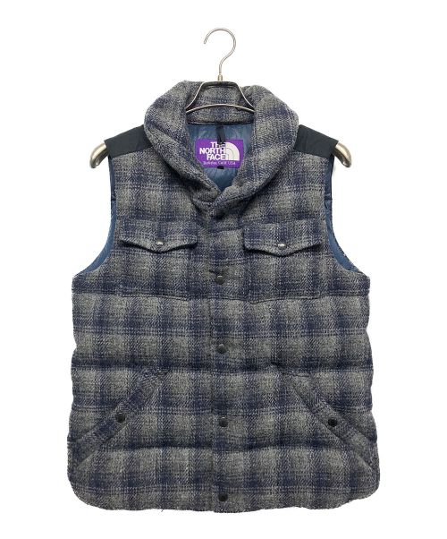 THE NORTH FACE（ザ ノース フェイス）THE NORTH FACE (ザ ノース フェイス) Harris Tweed (ハリスツイード) ダウンベスト グレー×ネイビー サイズ:Mの古着・服飾アイテム