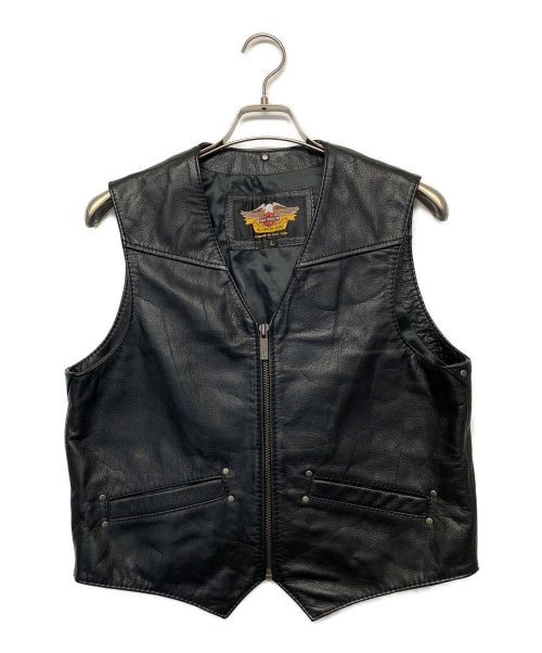 HARLEY-DAVIDSON（ハーレーダビッドソン）HARLEY-DAVIDSON (ハーレーダビッドソン) レザーベスト ブラック サイズ:Lの古着・服飾アイテム