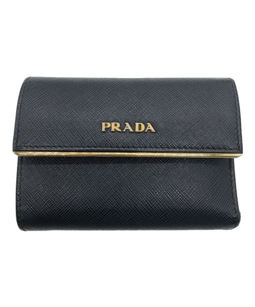 PRADA（プラダ）PRADA (プラダ) 3つ折り財布 ブラックの古着・服飾アイテム