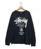 stussyステューシー）の古着「ロゴスウェット」｜ブラック