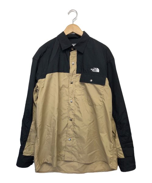 THE NORTH FACE（ザ ノース フェイス）THE NORTH FACE (ザ ノース フェイス) ロングスリーブヌプシシャツ ベージュ×ブラック サイズ:Lの古着・服飾アイテム