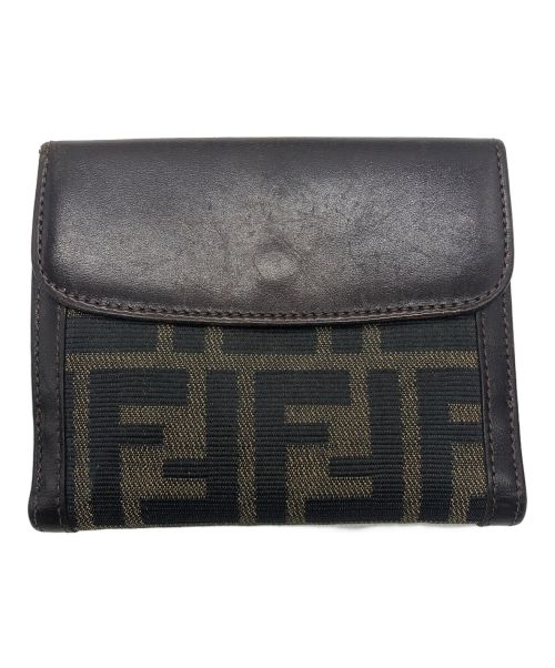 FENDI（フェンディ）FENDI (フェンディ) 2つ折り財布 ベージュ×ブラウンの古着・服飾アイテム