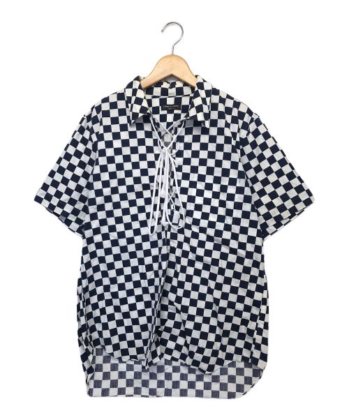 COMME des GARCONS HOMME PLUS（コムデギャルソンオムプリュス）COMME des GARCONS HOMME PLUS (コムデギャルソンオムプリュス) 半袖シャツ ネイビー×ホワイト サイズ:記載読み取れずの古着・服飾アイテム